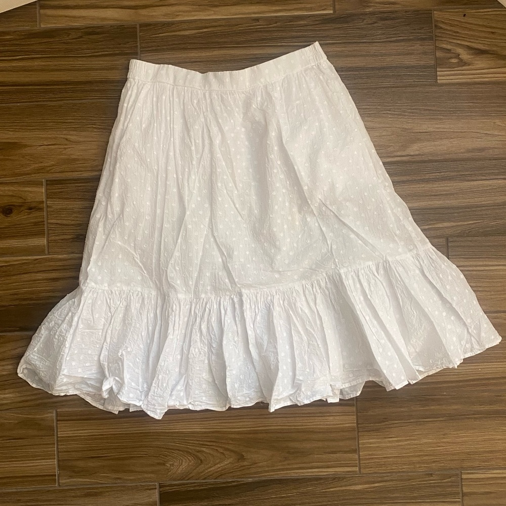 J. CREW Swiss Dot Tier MIDI Skirt Elastic sz 14